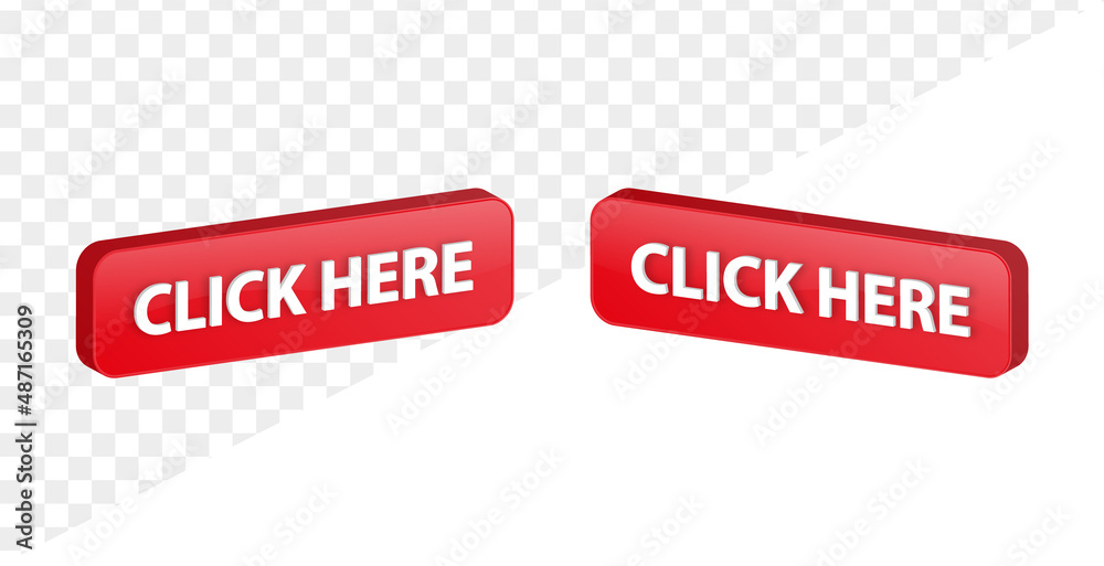 Aufkleber 3d click here banner label button web 3d buttons