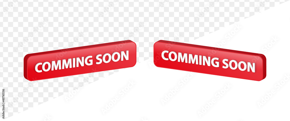 Poster 3d comming soon banner label button log in web 3d buttons 