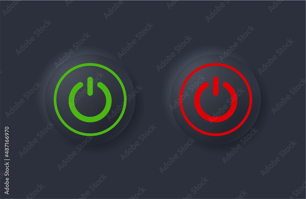 Leinwandbilder power icon button with neumorphism design. turn on off buttons - ui buttons interface black buttons