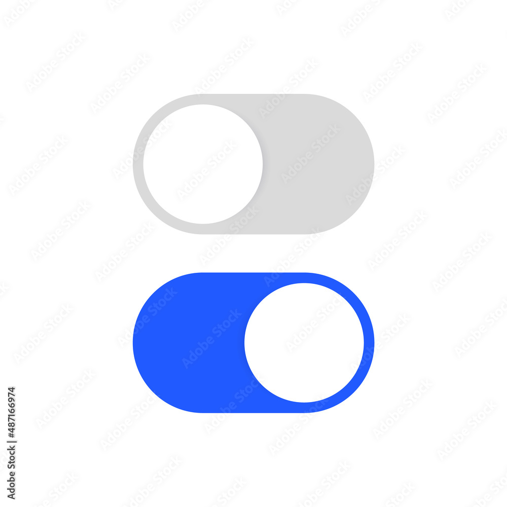 Poster On Off toggle switch buttons, yes or no with switch slider in modern toggle, green and red  switchers for user interface, apps and website