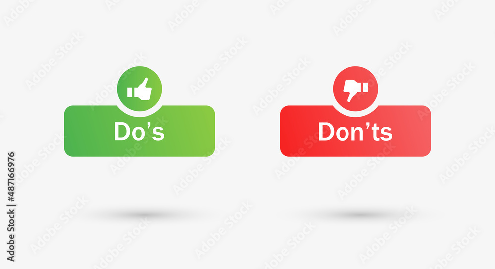 Fototapete dos and donts icons in circle frame - thumbs up or thumb down. like or dislike - do's and don'ts fra