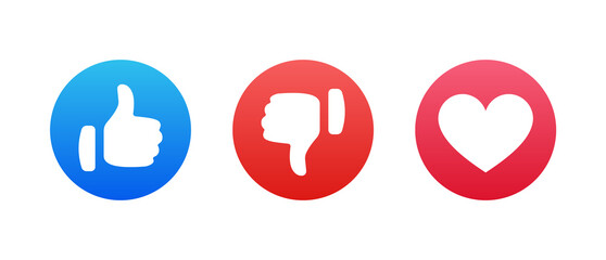 Like love dislike icon, Thumbs up thump down heart icons button

