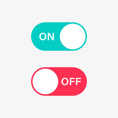 On Off toggle switch buttons, yes or no with switch slider in modern toggle, green and red  switchers for user interface, apps and website
