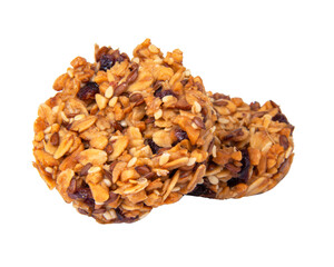 Cereal snack cookies no sugar with honey oatmeal grain isolated on the white