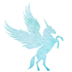 pegasus watercolor silhouette, isolated vector
