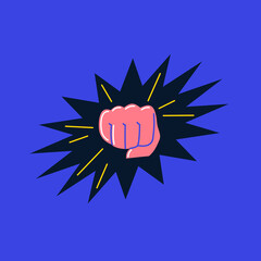 Illustration in a fashionable style. Vector illustration in cartoon style. The hand is clenched into a fist.