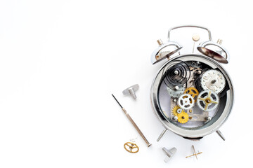 Watch mechanism with macro detail and steel gears