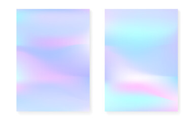 Fototapeta premium Pearlescent background with holographic gradient. Hologram cover set.