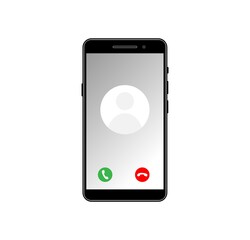 Call screen dial.Interface. Slide to answer. Button "Accept", "Reject". Incoming call. Screen template. Phone vector mockup isolated on white background