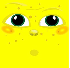 Fototapeta premium emotions on the yellow muzzle, laughter, tears, sadness, anger