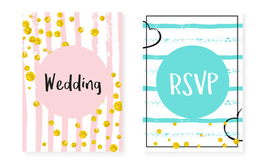 Fototapeta premium Gold Foil Confetti. Handdrawn Particles Set.