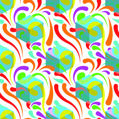 Obraz premium Multicolored abstract drops pattern with blue cubes