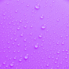 Violet pastel water drops on light shiny surface