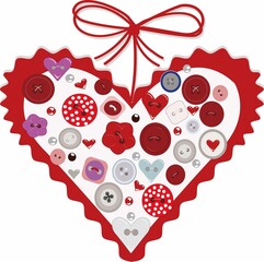 beautiful heart template from button elements for valentine's day for web design