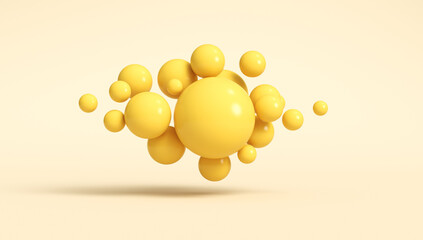 Abstract background. Yellow spheres on a yellow background. 3d render illustration.