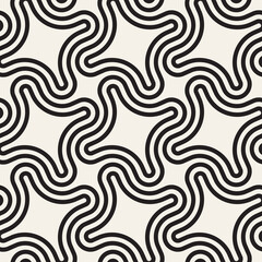 Vector seamless pattern. Repeating geometric abstract elements. Stylish monochrome background design.