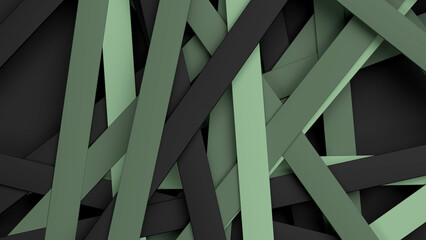 Abstract background with green and black panels. 3d render illustration