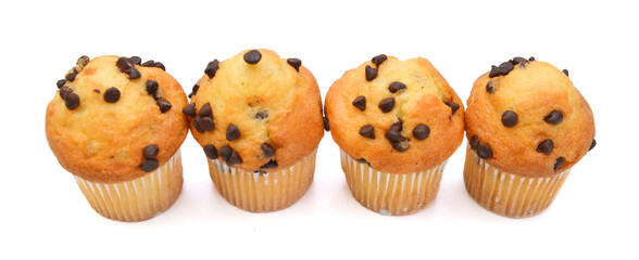 stack muffins on white background