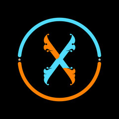 X, Letter Logo  Design. black background. X  circle logo design.