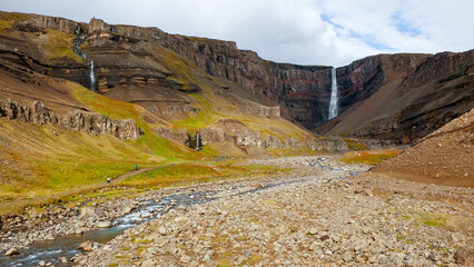 beautiful waterfall in wild Iceland