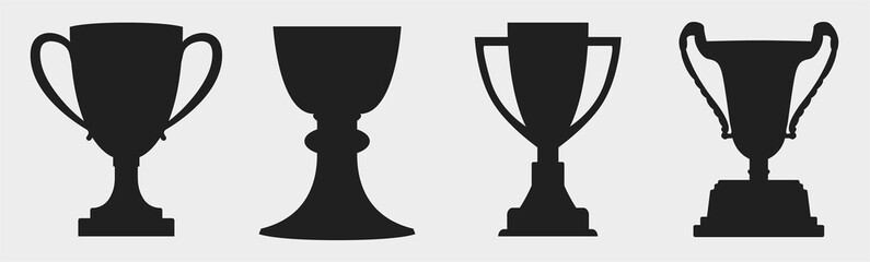 Trophy cup icon collection vector   - obrazy, fototapety, plakaty