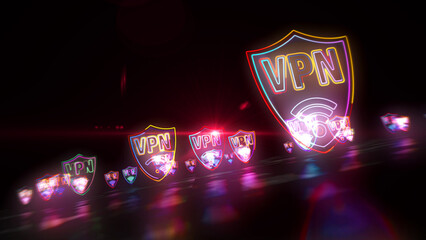 VPN neon sign abstract concept 3d illustration