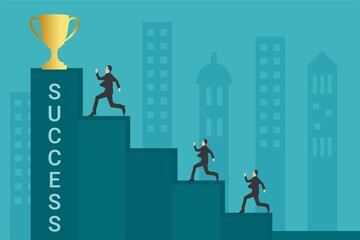 People run to their goal achievement in business graph vector