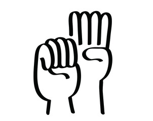 Obraz premium Cartoon stop hand, domestic violence, insecurity. Hand gesture. The violence at home signal for help symbol. October, awareness month icon or pictogram.