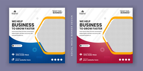 Digital marketing agency expert and corporate business flyer modern square social media post banner template