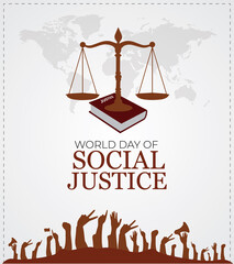 World Day of Social Justice. Template for background, banner, card, poster.