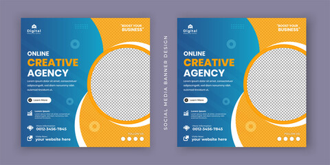 Digital marketing agency expert and corporate business flyer modern square social media post banner template