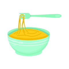 Abstract Flat Fast Food Noodles In A Bowl Meal Background Vector Design Style Cooking, Breakfast