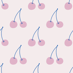 Seamless vector cherries pattern. Berry repeat background for fabric, textile, wrapping, cover etc. 