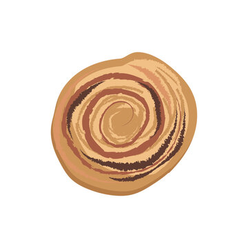 Cinnamon Roll Vector Illustration. Colorful Doodle Illustration Of Cinnamon Roll