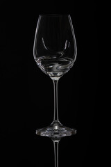 Wine glass glass empty on black background