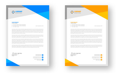 corporate modern business letterhead design template with yellow and blue color. creative modern letterhead design template for your project. letter head, letterhead, business letterhead design.
