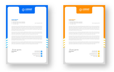 Obraz premium corporate modern business letterhead design template with yellow and blue color. creative modern letterhead design template for your project. letter head, letterhead, business letterhead design.