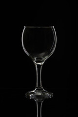 Wine glass glass empty on black background