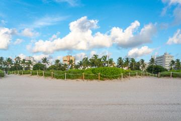 Pathways to the beach in Miami South Beach in Florida