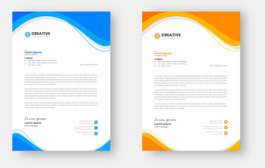 corporate modern business letterhead design template with yellow and blue color. creative modern letterhead design template for your project. letter head, letterhead, business letterhead design.