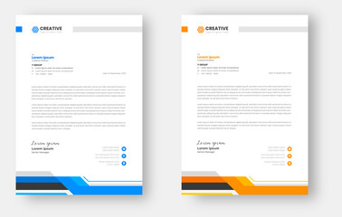 corporate modern business letterhead design template with yellow and blue color. creative modern letterhead design template for your project. letter head, letterhead, business letterhead design.