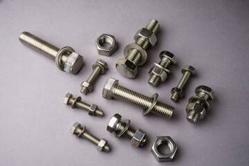 Set of screws of different types, allen, grade 5, hexagonal millimeter, eye bolts, washers, dowel, car screw, clamps
