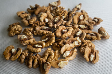 roasted walnut on white background