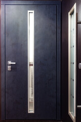 Entrance doors for sale in a specialized store.