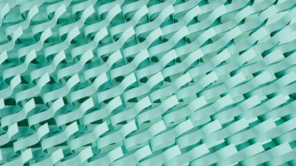 Fototapeta premium Abstract background with a turquoise woven pattern with loose ends 3D illustration