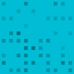 Abstract seamless geometric pattern. Mosaic background of black squares. Evenly spaced big shapes of different color. Vector illustration on cyan background