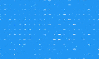 Seamless background pattern of evenly spaced white api symbols of different sizes and opacity. Vector illustration on blue background with stars