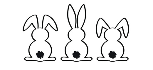 Bunny ears. Rabbit silhouette icon. Line pattern. Funny easter bunny. Flat vector rabbits ears in cartoon style. Happy easter party. eggs.	
