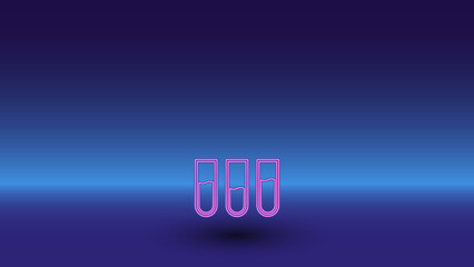 Neon water game symbol on a gradient blue background. The isolated symbol is located in the bottom center. Gradient blue with light blue skyline