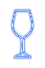 Blue contour wine glass isolated on white. Bar, party
